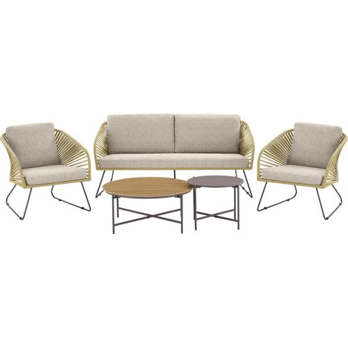 Gartenlounge-Set ></noscript>Novella< (5-teilig) Sandfarbig-beige, 2-Sitzer, 2x Sessel, 2 Couchtische