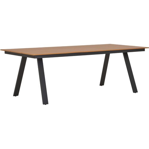 Gartentisch >Toronto< in Teakoptik-natur / Aluminium Schwarz - 220x74x100 (BxHxT)