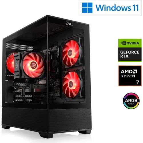 Gaming PC, AMD Ryzen 7 9700X, 3800 MHz, GeForce RTX 5070, 32 GB DDR5 RAM, 2000 GB M.2 SSD, Windows 11 Home, USB 3.2 | M11860H