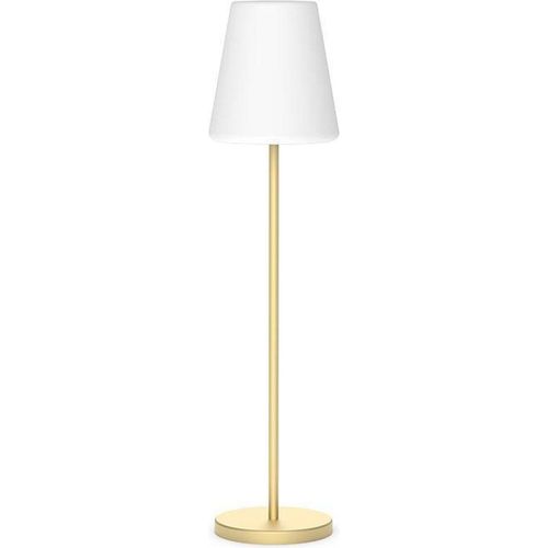 LED Stehleuchte außen Solar Farbwechsel RGBCCT Dimmer Fernbedienung IP65 119 cm hoch in Messing Weiß Modern Gartenlampe Terrassenleuchte