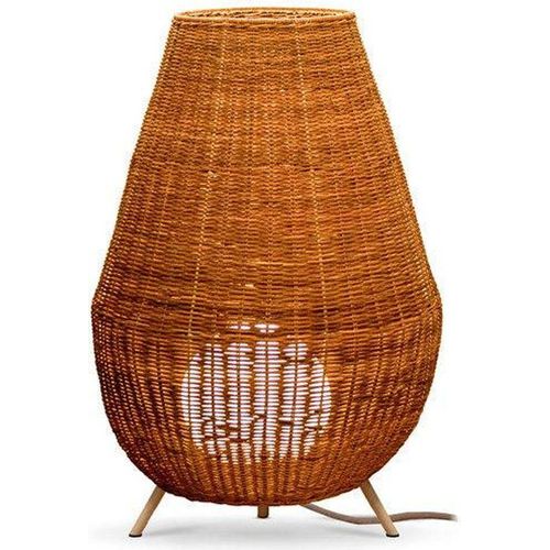 Außenlampe Rattan LED Akku IP54 72 cm hoch mit Fernbedienung Dimmer kabellos tragbar Outdoor Bodenlampe Balkon Terrasse