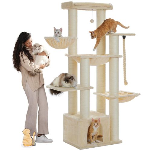 PAWZ Road Kratzbaum Grosse Katzen stabil mit 11cm Stämme, Kratzbaum XXL 170cm