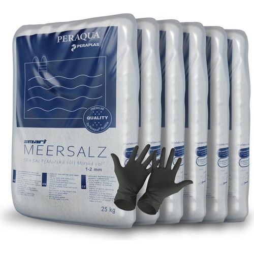 Peraplas Poolsalz 150 kg, Schwimmbadsalz, Chlorinator geeignet, Salzelektrolyse, Siedesalz inklusiv 1 Paar ARNOMED Einweghandschuh