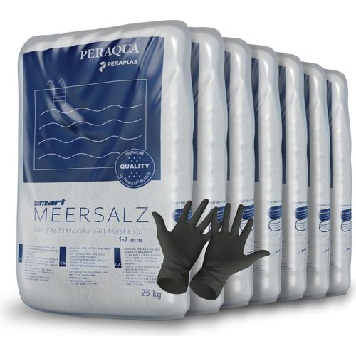 Peraplas Poolsalz 175 kg, Schwimmbadsalz, Chlorinator geeignet, Salzelektrolyse, Siedesalz inklusiv 1 Paar ARNOMED Einweghandschuh