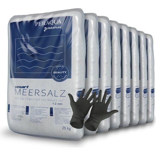 Peraplas Poolsalz 200 kg, Schwimmbadsalz, Chlorinator geeignet, Salzelektrolyse, Siedesalz inklusiv 1 Paar ARNOMED Einweghandschuh