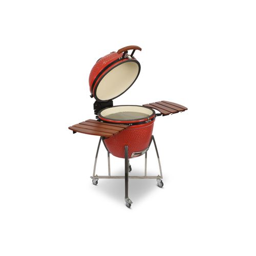 Kamado CL-23,5 Profi Keramik Grill Rot, Grilldurchmesser 60cm, Grillrostdurchmesser 51,5cm, BBQ Grillei Holzkohlegrill Grill Keramikgrill