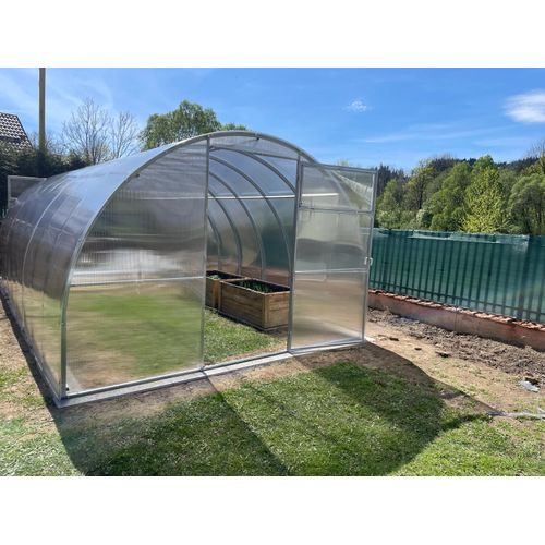 Polycarbonat Gewächshaus „Premium“ 3x4m aus Stahl, mit 4mm Polycarbonat mit 2 Türen