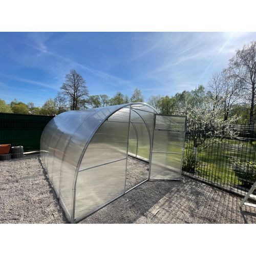 Polycarbonat Gewächshaus „Premium“ 3x8m aus Stahl, mit 6mm Polycarbonat, mit 2 Türen