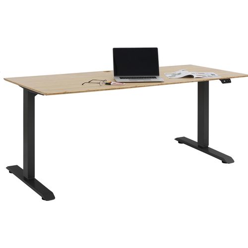 Schreibtisch >e-desk< in Bambus/anthrazit - 150x72x80 (B/H/T) elektrisch verstellbar