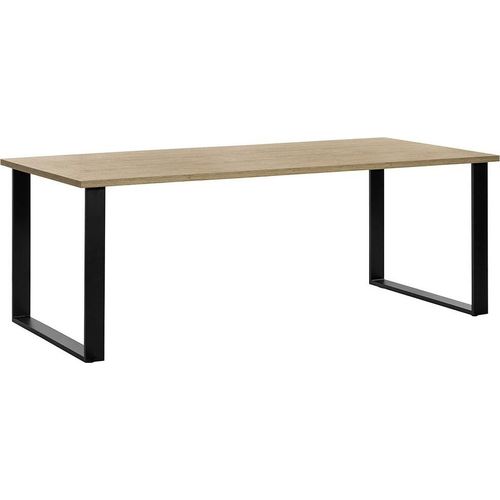 Tisch für 10 Personen für das Esszimmer, Kollektion NEWTON, Farbe Goldenes Eichenholz. Metallbeine.