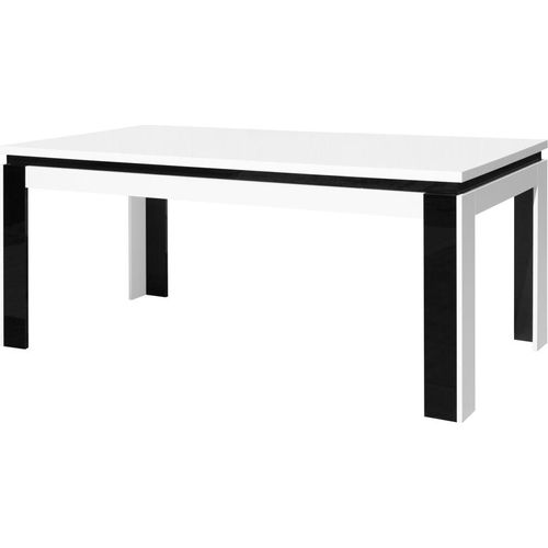 Tisch LINA 180 cm in glänzendem Weiß und Schwarz – 180 x 78 x 90 cm