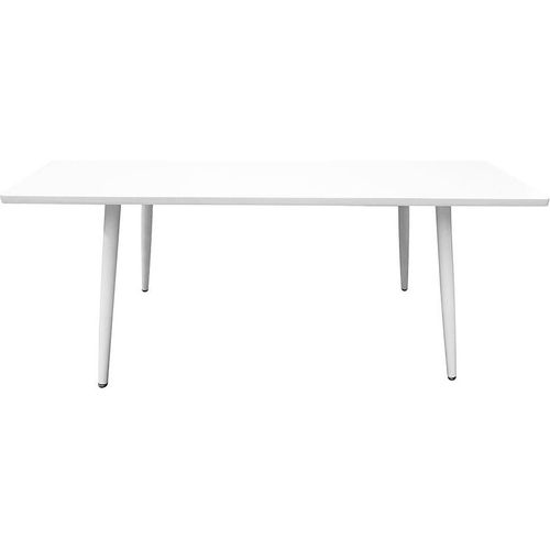 Tisch 200 x 100, Kollektion RENNES mit Metallbeinen und weißer Tischplatte. Designer-Tisch.