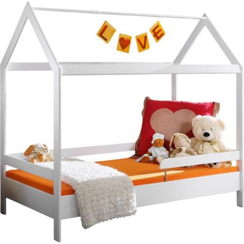 Kinderbett im Hüttenstil 80x160, Kollektion MOGWAI, Farbe Weiß.