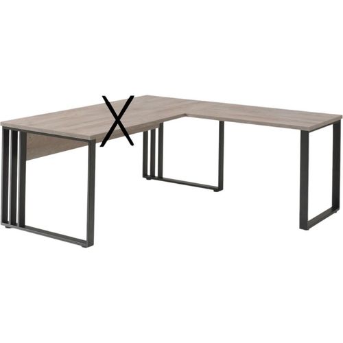 Rückwand für Büro aus der Kollektion YUKON in roher Eichenoptik und schwarzen Metallbeinen.