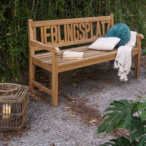 Massive Teak Sitzbank LIEBLINGSPLATZ 150cm Gartenbank Holzbank