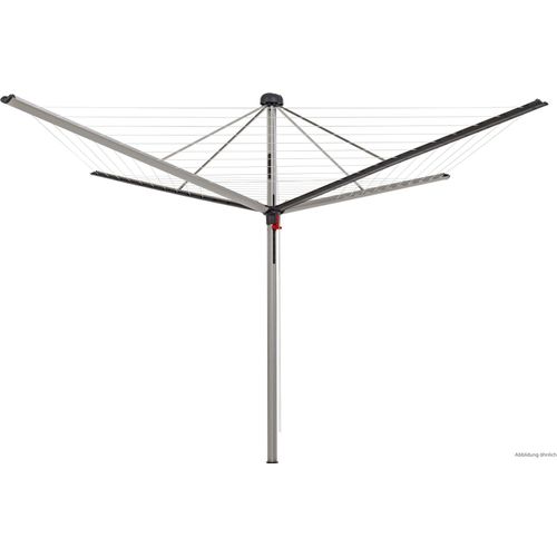 Wäschespinne Vento | 4 Tragarmen | 9 Leinenreihen | Aluminium | Anthrazit | Hx 205x315cm | Geschlossene Rundform mit Abdeckkappe und Leineneinzug