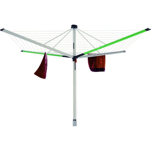 Wäschespinne Vento | 4 Tragarmen | 8 Leinenreihen | Aluminium | Apfelgrün | Hx 205x290cm | Geschlossene Rundform mit Abdeckkappe und Leineneinzug