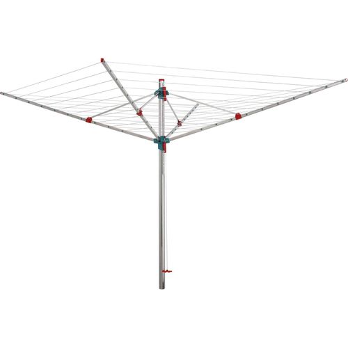 Wäschespinne Vento | 4 Tragarmen | 12 windsichere Halter | Aluminium | Hx 170x300cm | Witterungs- und UV-beständige Kunststoff | Stufenlose Hohenverstellung und Rastertechnik | Zum Betonieren