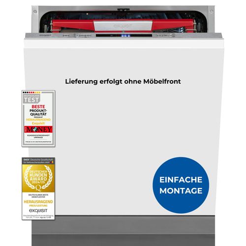 Exquisit Einbaugeschirrspüler, Vollintegrierte Spülmaschine, 14 Maßgedecke, Besteckschublade, Aquastop, Automatischer Türöffner, EGSP9614-E-031B inox