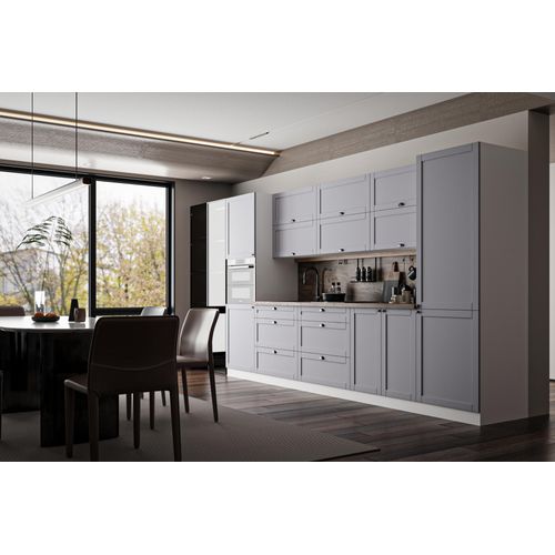 Küchenzeile 360 cm Küchenblock, Einbauküche Ohne E-Geräten Linea K48-M360 Grau