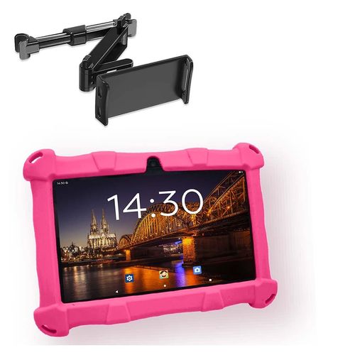 AngelTech Kindertablet SLIM Rosa mit Tablet-Halterung