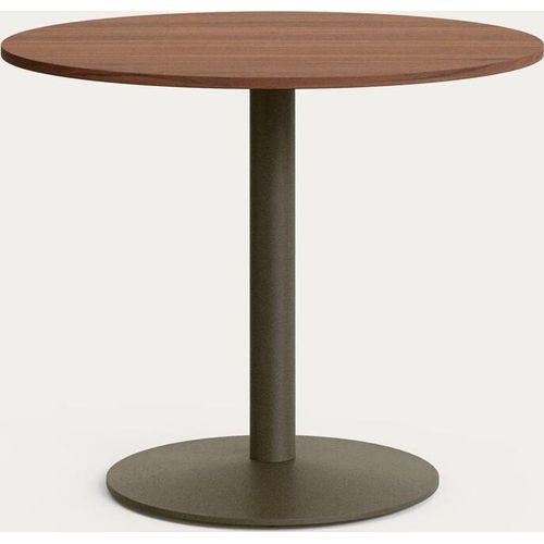 Tisch Esilda 90 x 90 x 72 cm Melamin Stahl Nussbaumfinish Grün