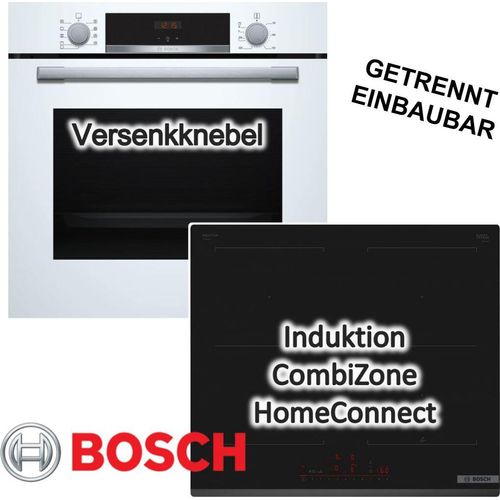 Herdset BOSCH Backofen EcoClean Hydrolyse 71 L + Induktionskochfeld Bratsensor autark 60cm