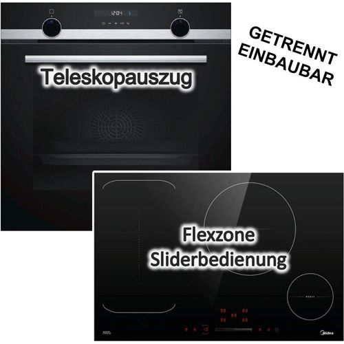 Herdset Siemens Backofen Kindersicherung + Midea Induktionskochfeld Booster autark 70 cm