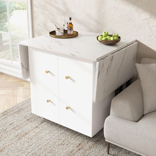 STILVORA Esstisch Küchentisch mit Stauraum,Buffetschrank mit verstellbare Trennwände,Sideboard mit 6 Rollen für Esszimmer, Wohnzimmer