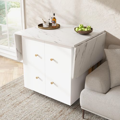 STILVORA Esstisch Küchentisch mit Stauraum,Buffetschrank mit verstellbare Trennwände,Sideboard mit 6 Rollen für Esszimmer, Wohnzimmer