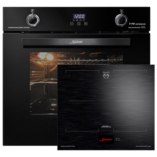 Herd Set Kaiser Autark Einbau Backofen EH 6367, 79L 60 cm mit KCT 6140 FI Induktionskochfeld 60 cm FREE ZONE mit 2 FLEX Induktions-Zonen