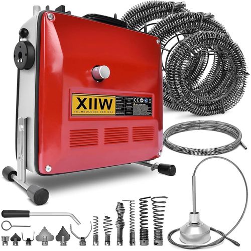 Rohrreinigungsmaschine 850W mit 28m Ø22mm,14.5m Ø16mm, 5m Ø10mm Spirale für Ø20-200mm Rohrleitungen Elektrische Rohrreiniger Reinigung Abflussreiniger