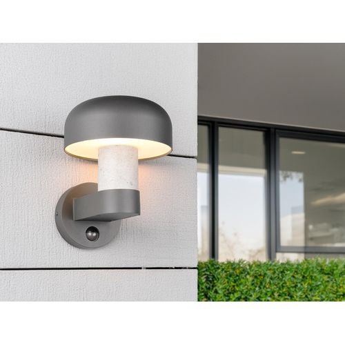 LED Außenwandleuchte mit Bewegungsmelder Anthrazit & Betonoptik, Hausbeleuchtung