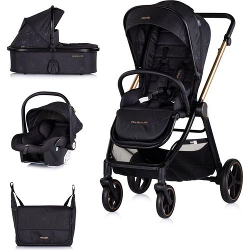 Chipolino Kombikinderwagen 3 in1 Marbella Fußabdeckung Einlage i-Size Babyschale schwarz