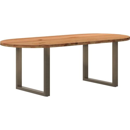 Esstisch Hellbraun 220x100x74 cm Massivholz Eiche Oval, Esstische DesignMöbel