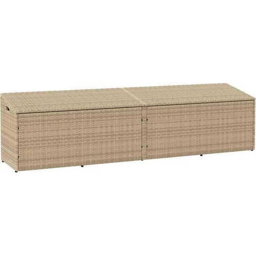 Garten-Auflagenbox Beige 220x50x58 cm Poly Rattan, Gartenboxen DesignMöbel