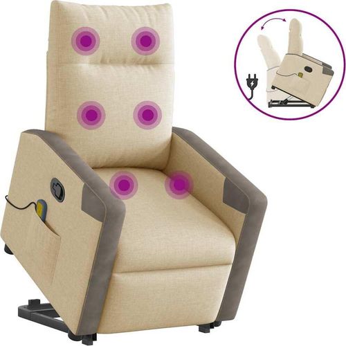Massagesessel mit Aufstehhilfe Creme Stoff, Klassische Sessel DesignMöbel