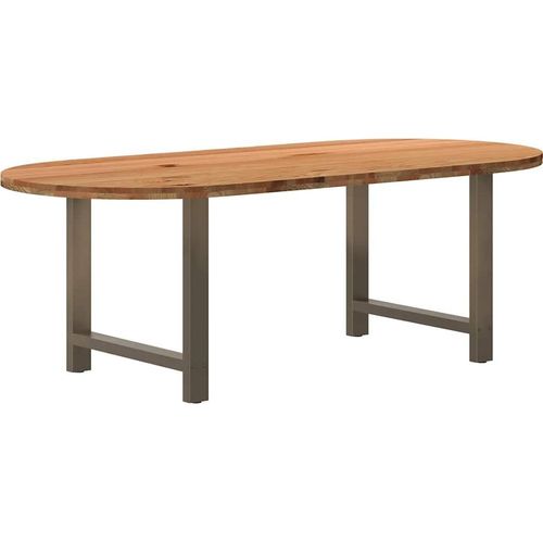 Esstisch Hellbraun 220x100x74 cm Massivholz Eiche Oval, Esstische DesignMöbel