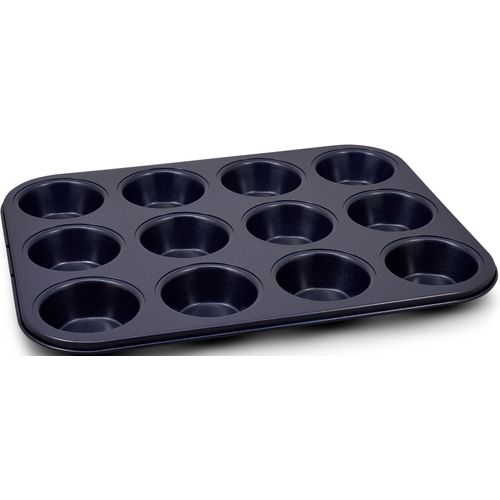 Muffinform ZYLISS, blau (dunkelblau), B:35cm L:29cm, Karbonstahl, Küchenformen, mit Quantum II Antihaftbeschichtung, gleichmäßige Wärmeverteilung