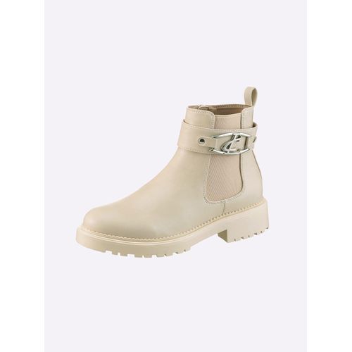 Stiefelette HEINE, Damen, Gr. 40, beige, Synthetik, Schuhe