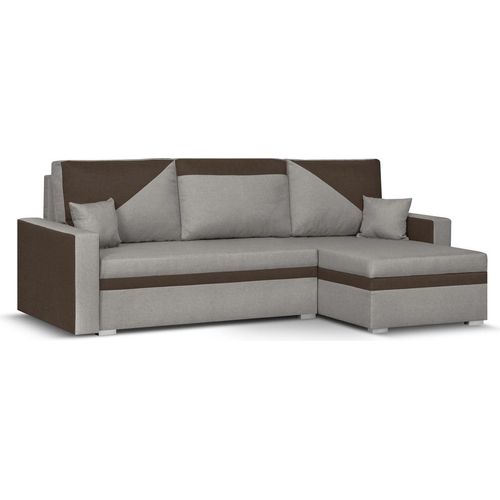 ASTO1 Ecksofa mit Schlaffunktion - Hellbraun/Dunkelbraun
