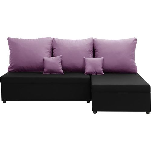Ecksofa mit Schlaffunktion BODO - Schwarz/Violett