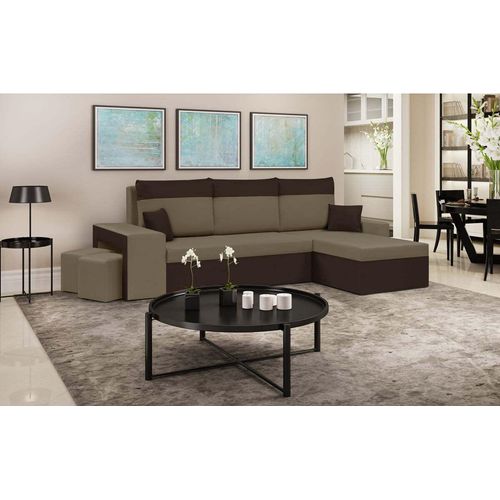 Ecksofa DAKOTA2 mit Schlaffunktion - Hellbraun/Dunkelbraun
