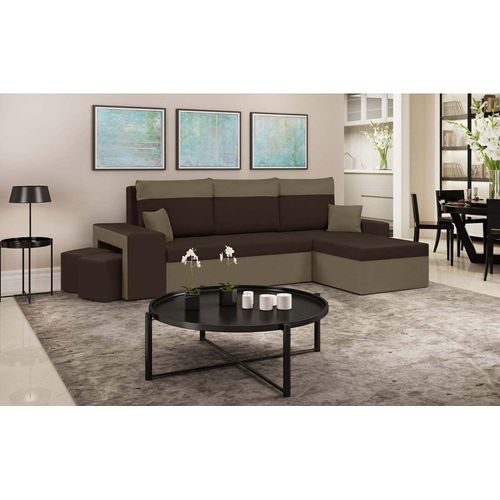 Ecksofa DAKOTA2 mit Schlaffunktion - Dunkelbraun/Hellbraun