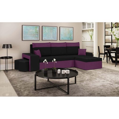 Ecksofa DAKOTA2 mit Schlaffunktion - Schwarz/Violett