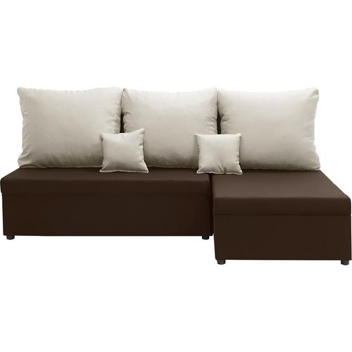 Ecksofa mit Schlaffunktion BODO - Dunkelbraun/Creme