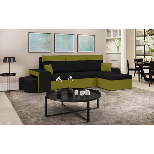 Ecksofa DAKOTA2 mit Schlaffunktion - Schwarz/Grün
