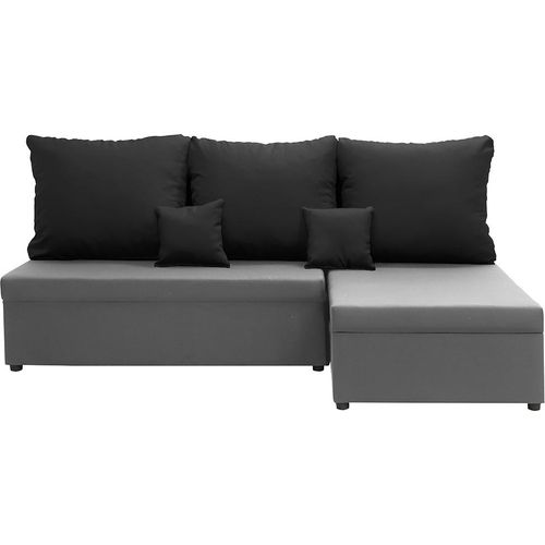 Ecksofa mit Schlaffunktion BODO - Hellgrau/Schwarz