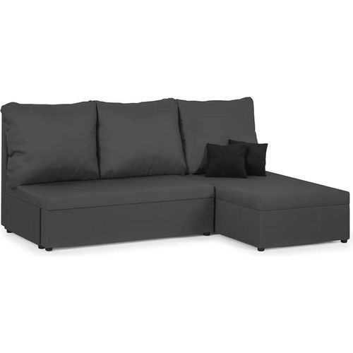 3-Sitzer-Ecksofa mit Schlaffunktion TOM - Dunkelgrau/Schwarz