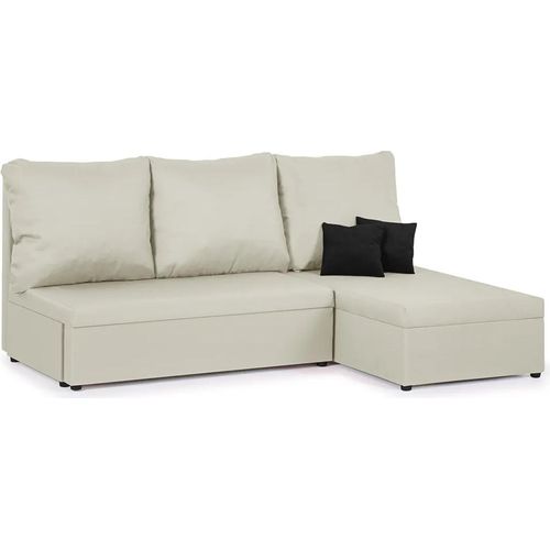 3-Sitzer-Ecksofa mit Schlaffunktion TOM - Creme/Schwarz